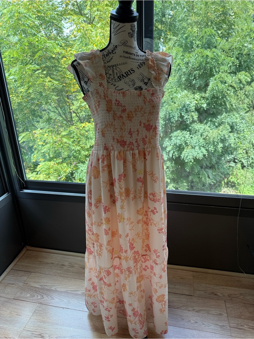 FRENCH CONNECTION BOHO MAXI PEACH FLORAL DRESS - Picture 5 of 13
